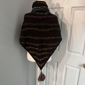 Dillard's One‎ Size Dark Rainbow Tasselled Knit Shawl | Boho Fairygoth | NWT